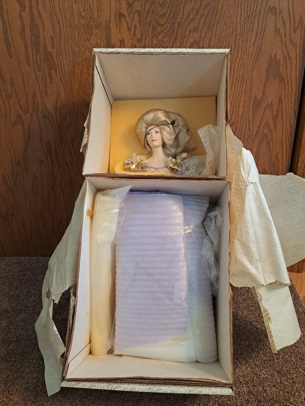 NIB Vntg 1989 Franklin Mint Cinderella's Fairy Godmother Porcelain Doll by Gerda - Picture 2 of 16